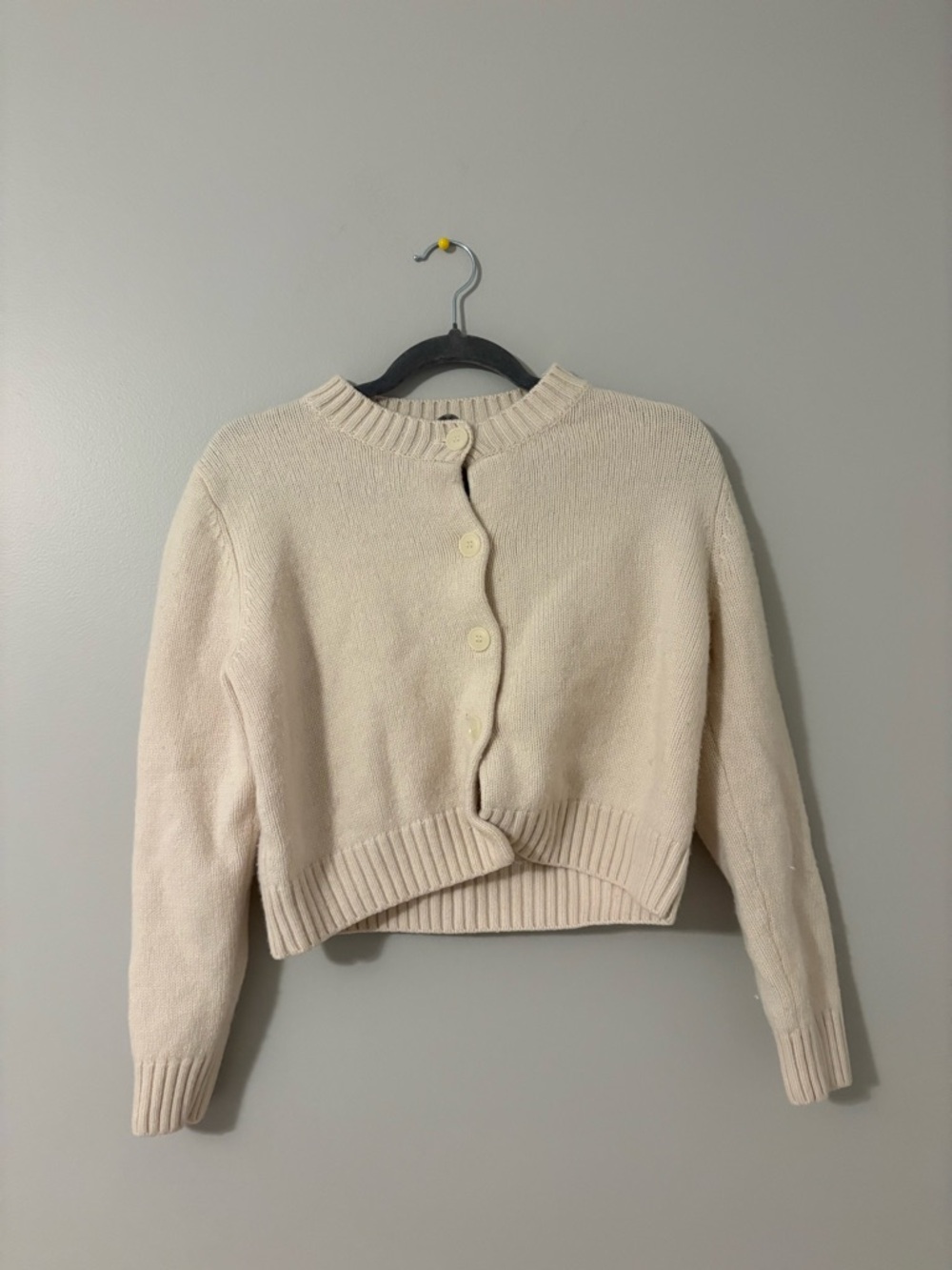 Cropped Cream Button-Front Cardigan Sweater
